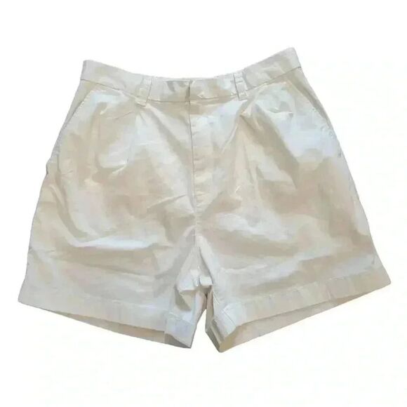 Gap Women's Ivory Cotton/Spandex Elastic Back Waist & Pleated Front Shorts w Poc - Picture 2 of 10